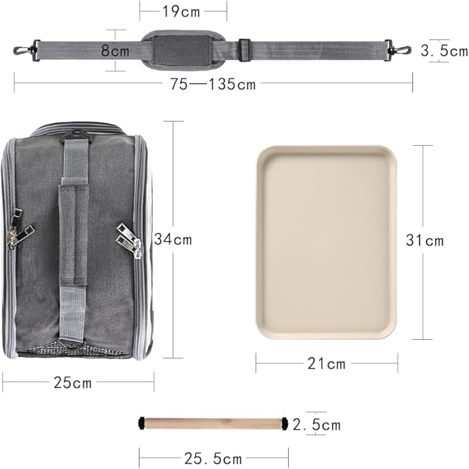 Bird Travel Carrier Portable Parrot Carry Transport Bag with Stand Perch and Tray Breathable Travel Cage for Cockatiel Parakeet Small Bird