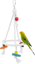 Hypeety Pet Bird Parrot Swing - Hanging Hammock for Parakeets, Budgies, Conures & Quaker Parrots - Cotton Rope Round Swing Toy