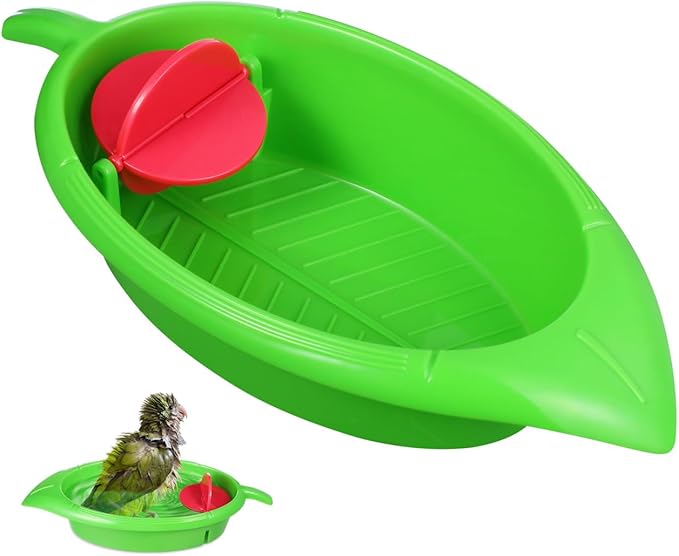TEHAUX Parrot Bathing Toy Large Capacity Bird Bath Tub for Cage Small Birds Parakeets Cockatiels Budgerigar Indoor Pet Bath Accessory
