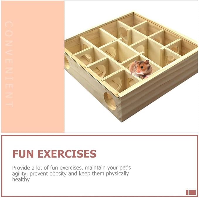 Wooden Hamster Maze Toy Multi-Grid Maze Household Hamster Hideaway Toy Small Pet Cage Accessory