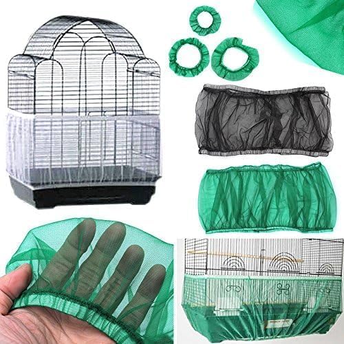 Ventilated Nylon Bird Cage Cover,Bird Cage Seed Catcher Large Size Bird Cage Mesh Cover Protector for Round Square Cages (Blue)