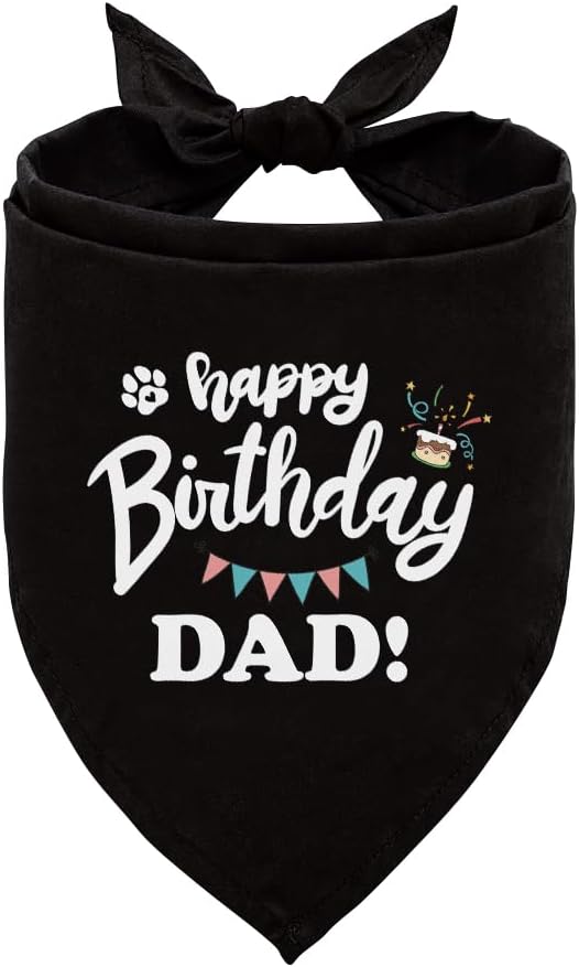 Happy Birthday Dad Dog Bandana, Dad's Gift Dog Bandana, Pet Scarf Accessories, Dogs Bandanas Gift for Small Medium Dogs (D62)