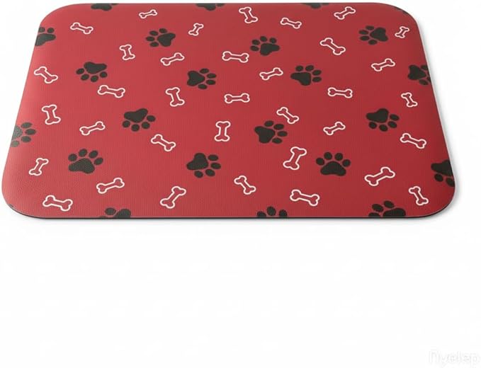 Pet Cat Dog Food Mat Non Slip Mat for Dog Water Bowl Mat Quick Dry Absorbent Cat Feeding Mat, 32 * 17 in, Red