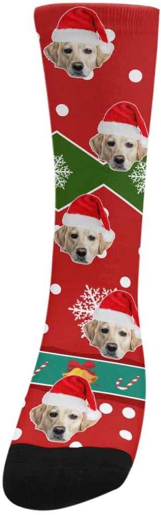 Custom Face Socks, Personalized Dog Lover Pet Photo Picture on Socks Unisex Athletic Crew Socks for Men Women