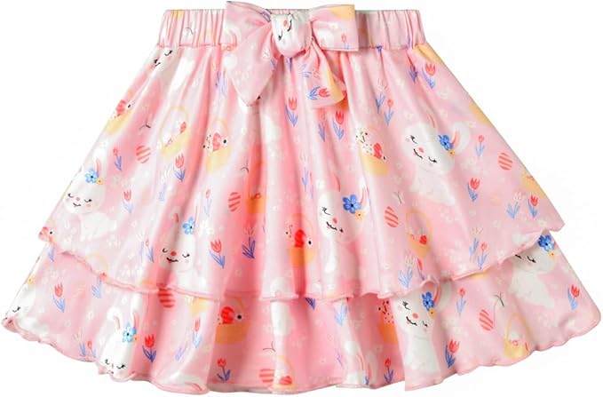 Girls Skirt Set 2 Piece Outfit Toddler Summer Clothes Ruffle Sleeve T-Shirt Bow Knot Tutu Skirt Outfit Set