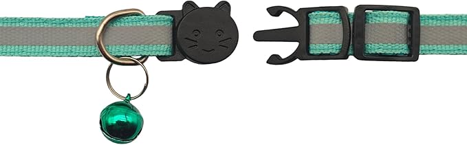 14 Pack Breakaway Cat Collar with Bell, Reflective Kitten Collar for Girl Boy Cats, Safety Buckle Adjustable 7.5-12.5 Inch, 0.4 Inch Width Lightweight, Pet Gifts (Turquoise Green)
