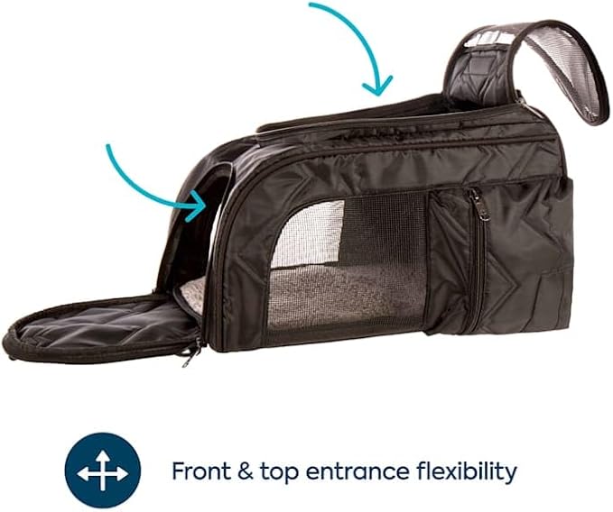 Sherpa Deluxe Guaranteed On Board Convertible Pet Carrier & Backpack, Black, Medium