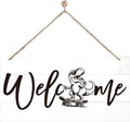 Welcome Sign for Front Door, Welcome Decor Wooden Hanging Sign, Fun and Trendy Dinosaur Wall Hanging Decor, Funny Wooden Outdoor Front Door Decoration 13.8X6.9 inches