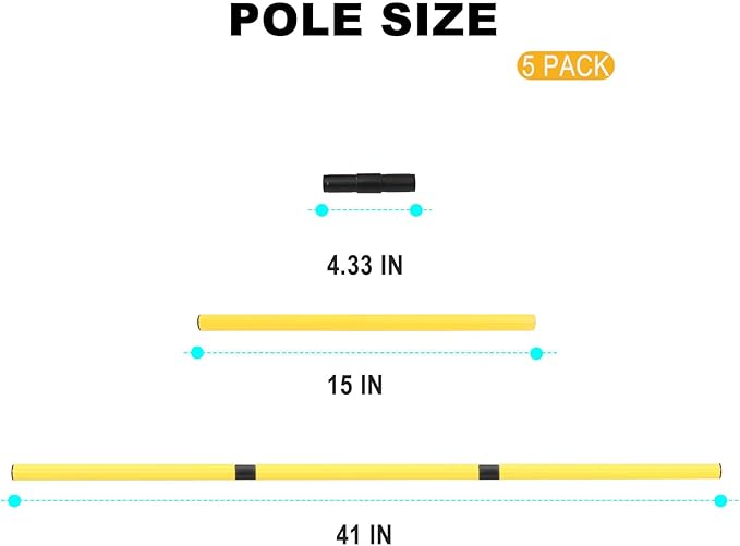 5 Pack Replacement Poles for Dog Agility Jumps Equipment Set, 41 Inches Long Each, No Cones