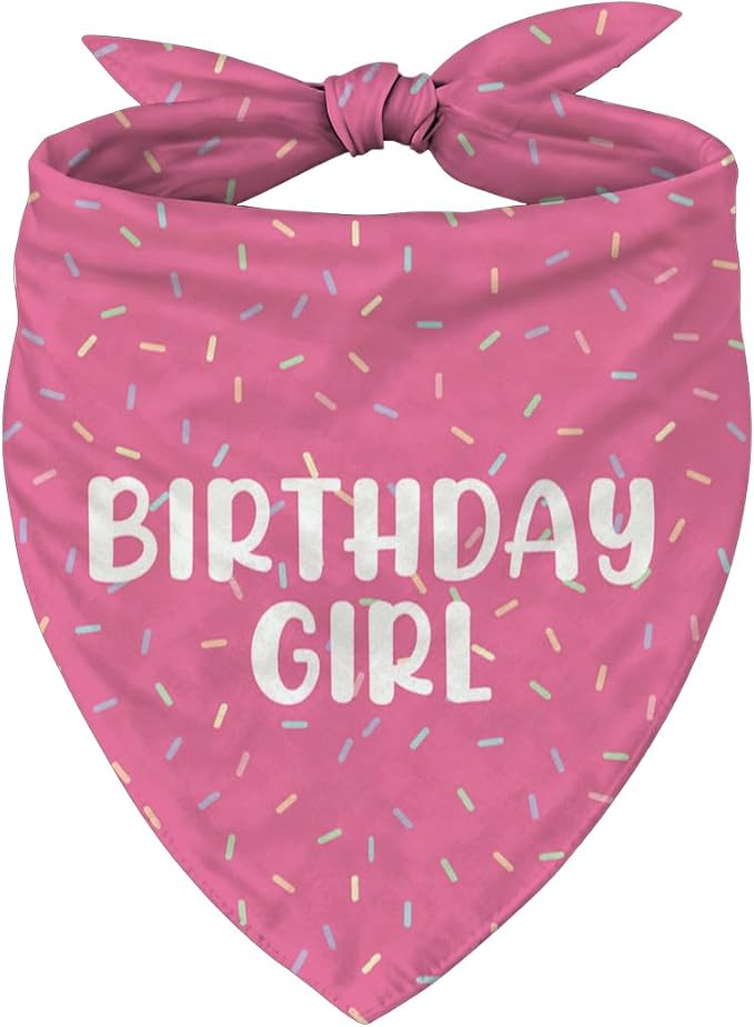 Happy Birthday Dog Bandana, Pink Birthdays Party Pet Scarf, Adjustable Triangle Dog Bandana for Small and Medium Dogs, Fun Party Dogs Accessory for Birthday Celebrations