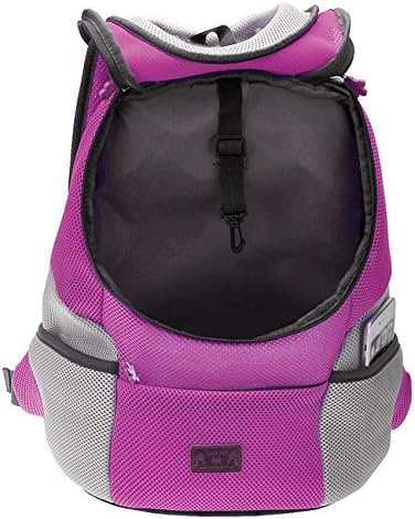 Mogoko Cat Dog Backpack Carrier, Puppy Pet Front Pack with Breathable Head Out Design and Double Mesh Padded Shoulder for Outdoor Travel Hiking (M, Pink)