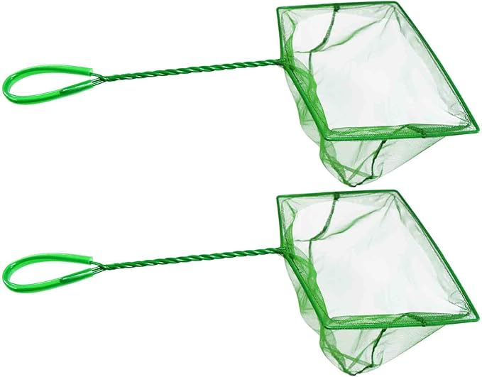 Aquarium Fishing Net Fish Tank Cleaning Tools Fine Mesh Net with Long Handle Green 8 Inch
