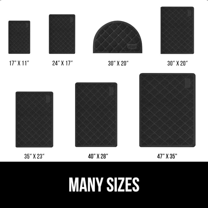 GORILLA GRIP Cat Litter Box Mat, 35x23, Water Resistant, US Designed Kitty Litter Trapping Mats, Easy to Clean, Scatter Control, Less Mess and Clean Floors, Kitten Supplies for Indoor Cats, Black