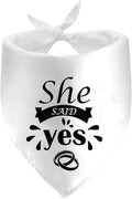 She Said Yes Dog Bandanas, Wedding Dog Scarf, Engagement Announcement Pet Scarf Accessories, Adjustable Dog Bandanas for Small Medium Larger Dogs Cats (White)
