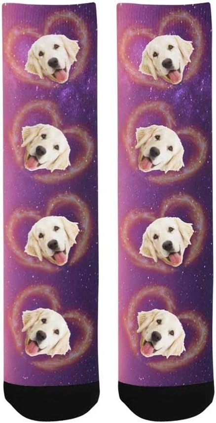 Custom Face Socks, Personalized Dog Lover Pet Photo Picture on Socks Unisex Athletic Crew Socks for Men Women