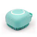 HamInWay Dog Bath Brush, 2-in-1 Dog Grooming Brush with Built-in Shampoo Dispenser, Gentle Silicone Bristles for Bath & Massage, Non-Slip Handle, Easy Clean Design for Dogs, Cats & Small Pets, Blue