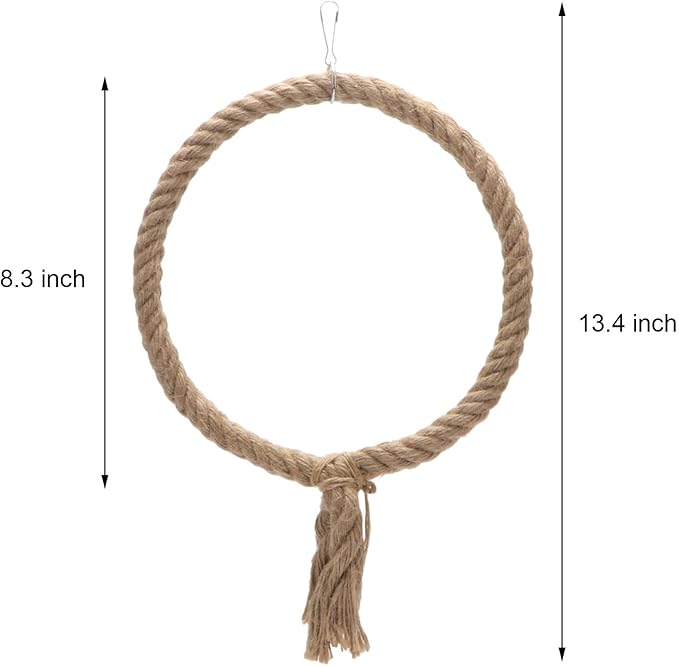 Bird Rope Swing Toy Parrot Climbing Perch Stand for Cockatiel Conure Cockatoo Parakeet Cage Hanging Decor (B: Round)
