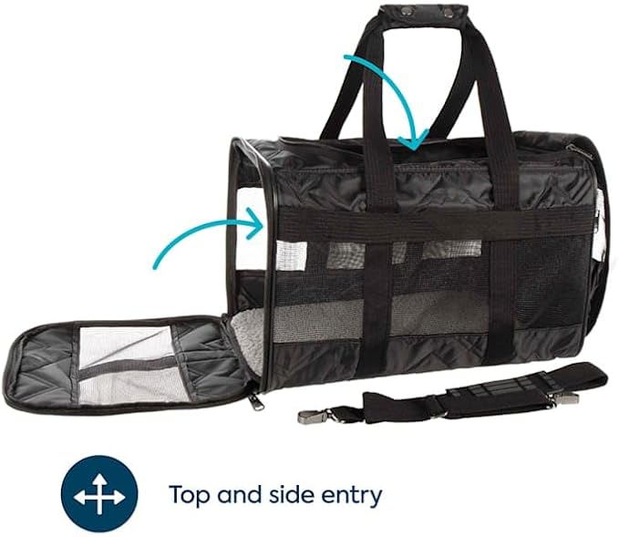 Sherpa Deluxe Airline Approved Soft Sided Dog & Cat Carrier, Black, Large