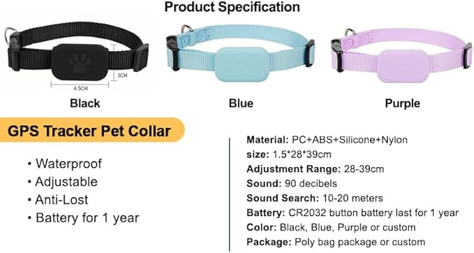 PawsPath GPS Tracker Collar, Unlimited Range Waterproof Pet Cat Dog Anti-Lost Device Smart Locator - Pink, Small