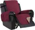 H.VERSAILTEX Reversible Quilted Recliner Covers Water Resistant Furniture Protector for Reclienr Chair with Elastic Straps for Pets Kids Sitting Width Up to 28"(Oversized Recliner, Red/Tan)
