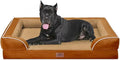 Comfort Expression Orthopedic Dog Bed for Extra Large Dogs 53x42 Inch, Waterproof Supportive Egg Crate Foam XXL Pet Bed with Removable Bolsters, Dog Couch with Washable Cover & Non-Slip Bottom, Orange