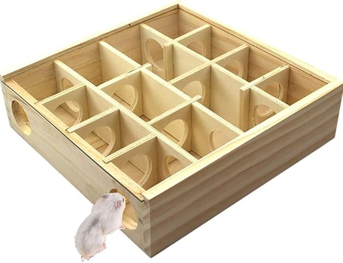 Wooden Hamster Maze Toy Multi-Grid Maze Household Hamster Hideaway Toy Small Pet Cage Accessory
