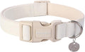 DOGWONG Cotton Hemp Dog Collar, Heavy-Duty White Dog Collar Adjustable Soft Natural Fabric Pet Dog Collar Cute Wedding Puppy Necklace for Small Medium Large Dogs