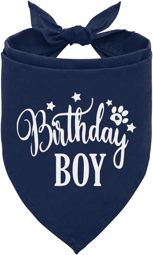 Happy Birthday Dog Bandana, Dog Bandana for Small Medium Large Dogs, Boy Dogs Birthday, Dark Blue Bandanas, Pets 1st Birthday Boy (A18)