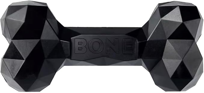 Natural Rubber Dog Chew Bone – Treat-Dispensing, Tough & Indestructible Chew Toy – Safe for Aggressive Chewers – Dental Health & Boredom Relief (Black)