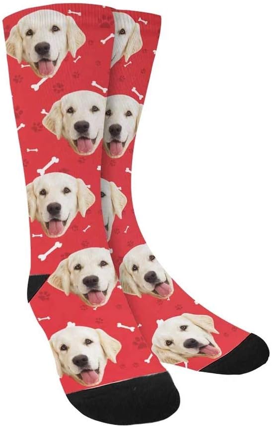Custom Face Socks, Personalized Dog Lover Pet Photo Picture on Socks Unisex Athletic Crew Socks for Men Women