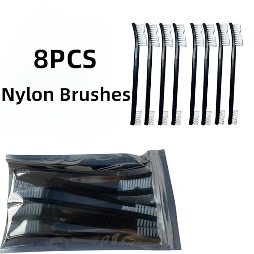 Anti-Static Nylon Bristles Deep Clean Soft Cleaning Brush: 8 Nylon Brushes for Delicate Surfaces - from Keyboard Crumbs to Aquarium Algae - Features Soft Detailing Brush, Culvert Cleaning Tool