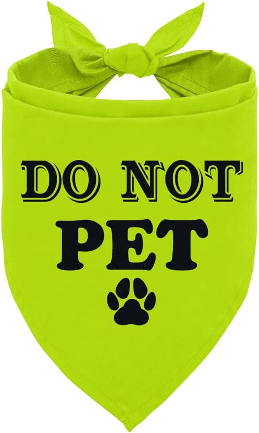 Do Not Pet Dog Bandana, Fluorescent Yellow Dog Bandana, Funny Cute Pet Triangle Scarf Accessories, Dogs Bandanas for Small Medium Large Dogs (D39)