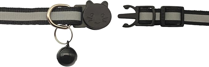 14 Pack Breakaway Cat Collar with Bell, Reflective Kitten Collar for Girl Boy Cats, Safety Buckle Adjustable 7.5-12.5 Inch, 0.4 Inch Width Lightweight, Pet Gifts (Black)