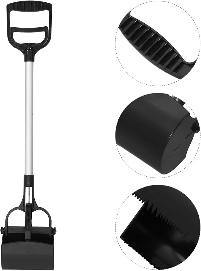 Pet Poop Picker with Long Handle, Black Dog Pooper Scooper, Portable Pet Waste Cleaning Tool for Outdoor Use Random Color