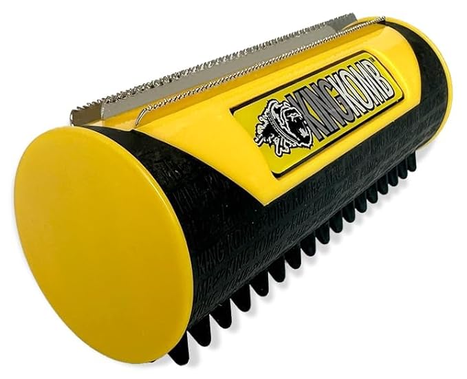 King Kanine Deshedding Dog Brush - Self Cleaning Deshedding Brush for Cats Dogs and Horses - Pet Comb for Grooming and Removing Loose Hair - Designed for Short to Medium Coats of All Stages