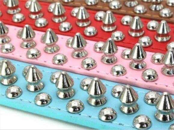 Spiked Dog Collar Soft Pu Leather Mushrooms Rivet Spike Studded Puppy Adjustable Pet Collars for Small Breeds (XS, Brown)