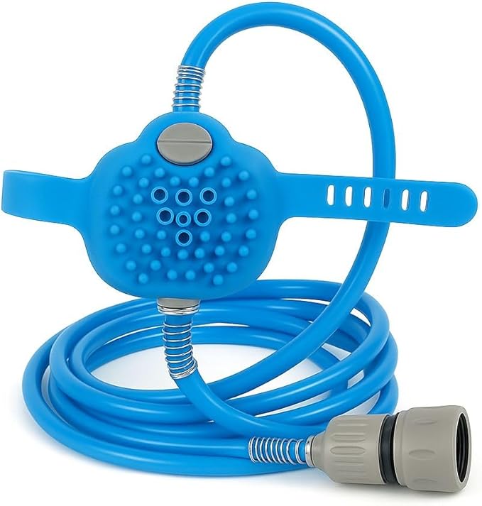 Dog Shower & Grooming Glove – 2-in-1 Pet Bathing Tool with Hose & Faucet Adapters – Indoor/Outdoor Sprayer for Dogs & Cats