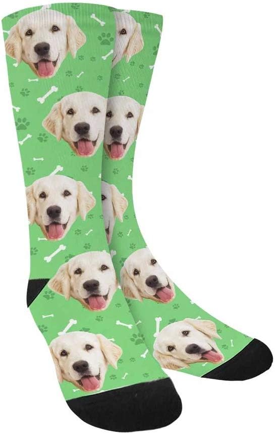 Custom Face Socks, Personalized Dog Lover Pet Photo Picture on Socks Unisex Athletic Crew Socks for Men Women