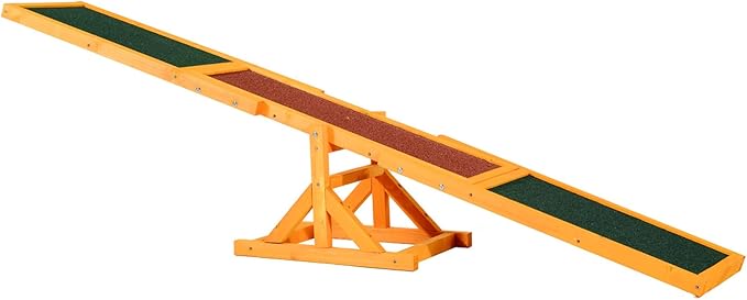71" Dog Agility Seesaw Outdoor for Training and Exercise, Wooden Agility Dog Training Platform Equipment - Dog Obstacle Course Backyard Run Game Toy (Natural)