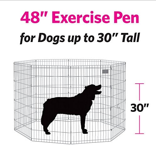 MidWest Homes for Pets Folding Metal Dog Exercise Pen, Indoor/Outdoor Playpen with No Door, Provides 16 Sq Feet of Play Space, 48-Inches Tall, Black E-Coated