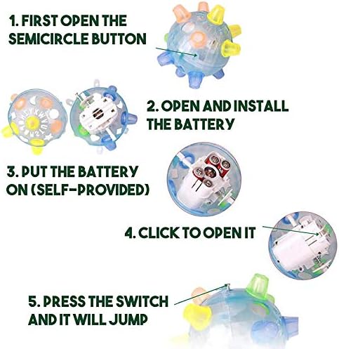 Arinda Jumping Activation Ball for Dogs Flashing Ball Light Sounds Jump Automatically