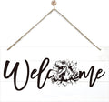 Welcome Sign for Front Door, Welcome Decor Wooden Hanging Sign, Tyrannosaurus Rex Pattern Wall Hanging Decor, Funny Wooden Outdoor Front Door Decoration 13.8X6.9 inches