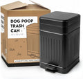 Small Dog Poop Trash Can Outside, 1.3 Gal Stainless Steel Dog Waste Trash Can, Waterproof Small Poop Bucket Outdoor with Lid, Poop Pail for Dogs, Dog Poop Bin Outdoor with Odor Control (Black)