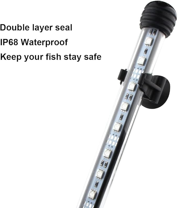 LED Aquarium Light, 23 inches Fish Tank Light RGB Color Underwater light Submersible Crystal Glass Lights, 33 LED Beads, Brightness Adjustable Memory Function, LED Light bar Stick for Fish Tank