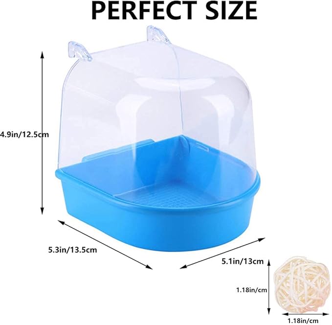 Tfwadmx Bird Cage Bath Parrot Bath Box Accessory Supplies Hanging Bathing Tub for Small Birds Canary Budgies Cockatiel Lovebirds