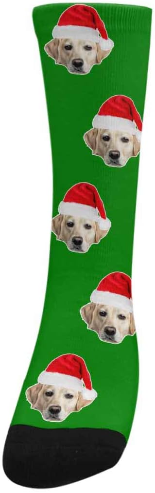 Custom Face Socks, Personalized Dog Lover Pet Photo Picture on Socks Unisex Athletic Crew Socks for Men Women