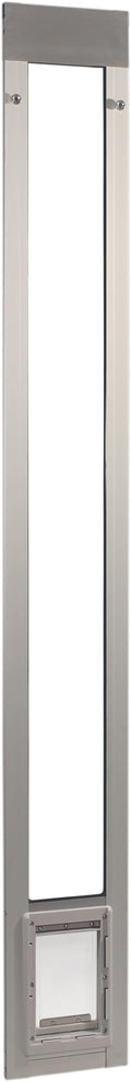 IDEAL PET PRODUCTS Since 1979 Ideal Pet Products Aluminum Pet Patio Door, Adjustable Height 77-5/8" to 80-3/8", 5" x 7" Flap Size, Mill/Silver