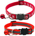 2 Pack Cat Collars Quick Release Reflective Kitten Collar with Bell & Safety Release (red)
