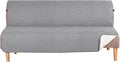 H.VERSAILTEX Futon Cover Reversible Sofa Slipcover Furniture Protector Water Resistant 2 Inch Wide Elastic Straps Sofa Bed Pets Kids Dog Cat Fit Sitting Width Up to 70"(Futon, Light Grey/Beige)