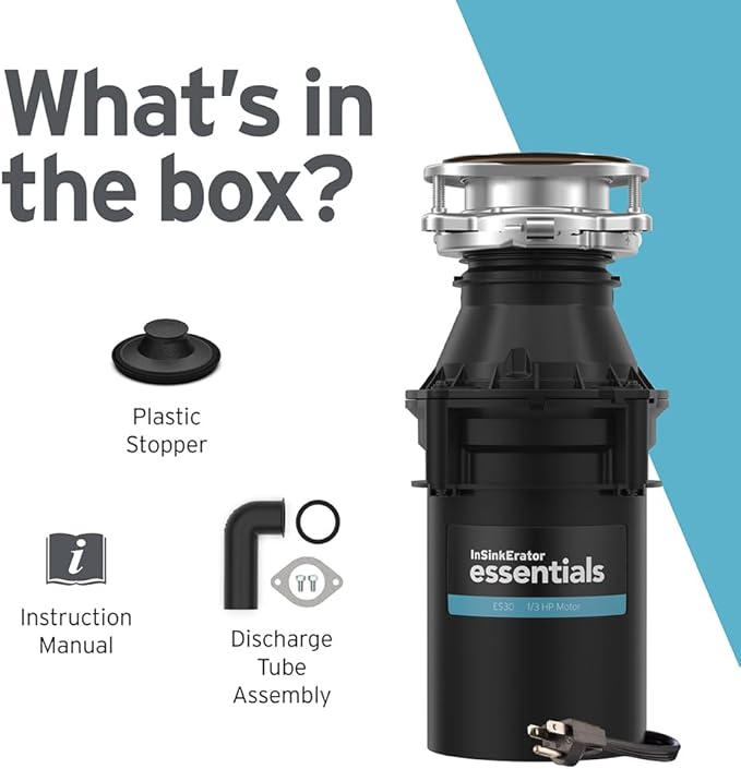 InSinkErator ES30 W/C 1/3 HP Motor Continuous Feed Kitchen Garbage Disposal with Power Cord